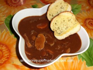Japanese Beef Stew Recipe with toasted garlic bread