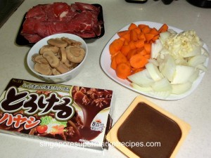 Japanese Beef Stew Recipe chopped ingredients