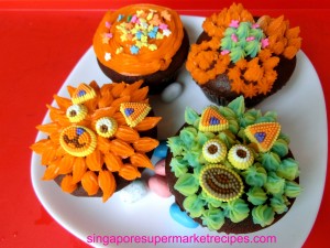 Animal and flower cupcake