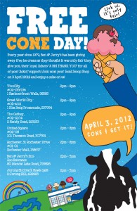 BEN & JERRY FREE CONE DAY