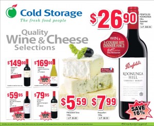 cold storage wine & cheese supermarket promotions