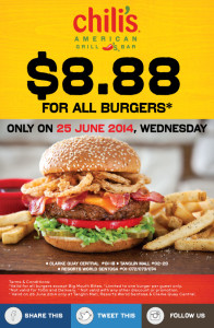 Chillis $8.80 burgers promotion